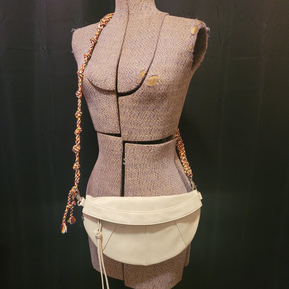 Dear John Light Tan Braided Straps Crossbody Purse